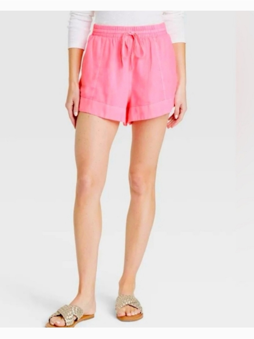 NWT Universal Thread Hot Pink Linen Blend Drawstring Shorts Size 3X